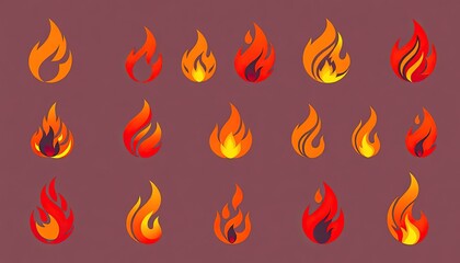 Fire Flames Icon Set - Logo Fire Flames