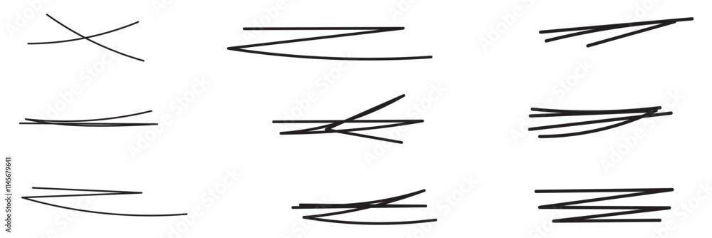 Poster swift crossed and wavy underlines. underline markers collection. vector illustration of scribble lin