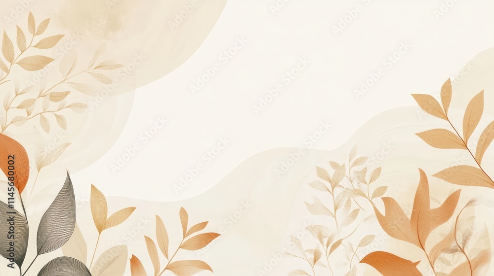Aufkleber vintage botanical abstraction soft natural background with muted colors and delicate leaf patterns