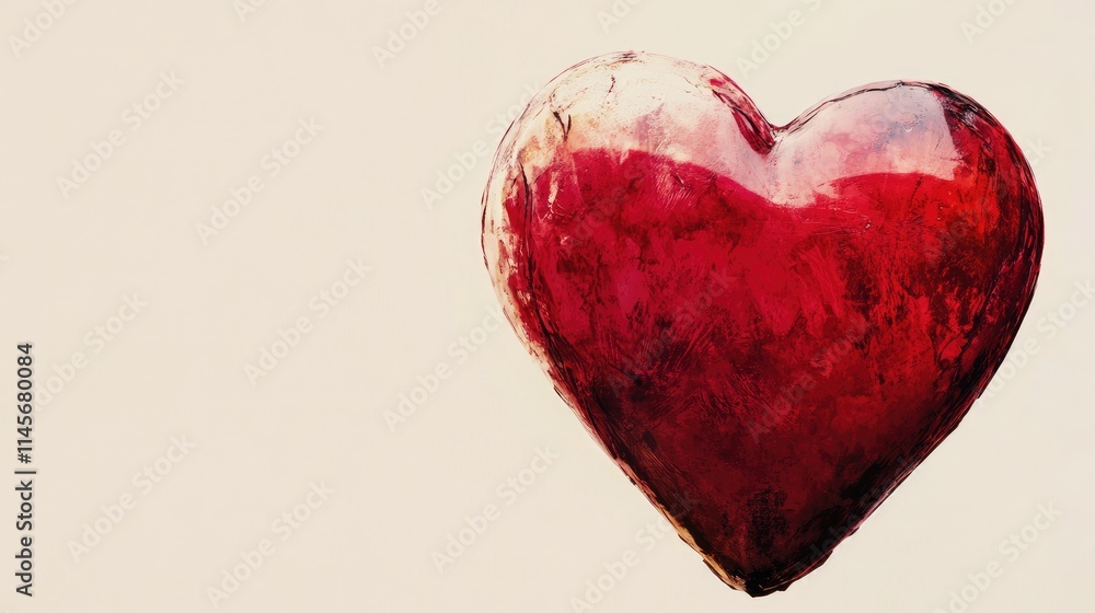 Poster red heart illustration on a soft background symbolizing love and affection in a vibrant and artistic