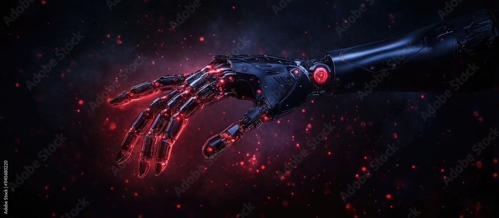 Poster advanced robotic arm system for digital industry showcasing automation in manufacturing with cutting