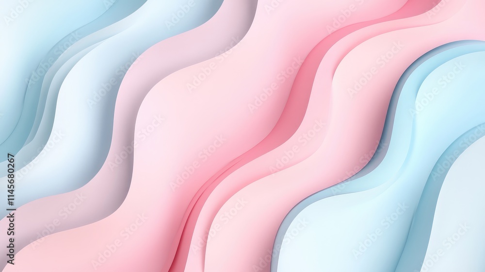 Aufkleber pastel paper waves in soft pink and light blue creating an elegant background texture for design and