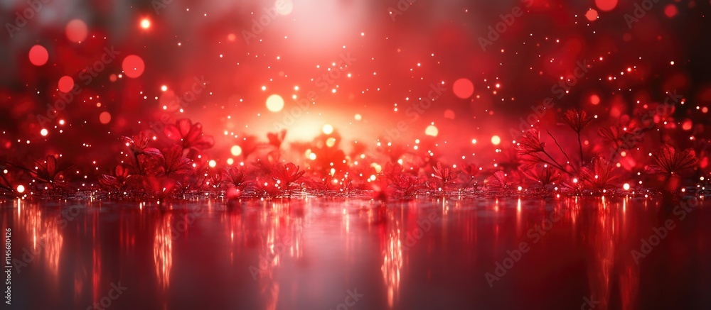 Poster elegant red starry background with shimmering reflections creating a vibrant and mystical ambiance f
