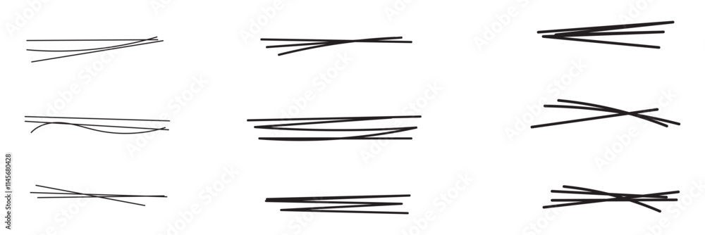 Poster swift crossed and wavy underlines. underline markers collection. vector illustration of scribble lin