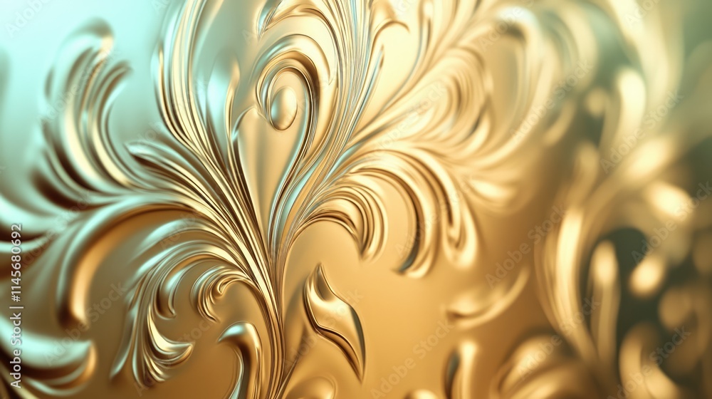 Aufkleber elegant gold glossy floral texture for vertical background design with intricate patterns and a smoo