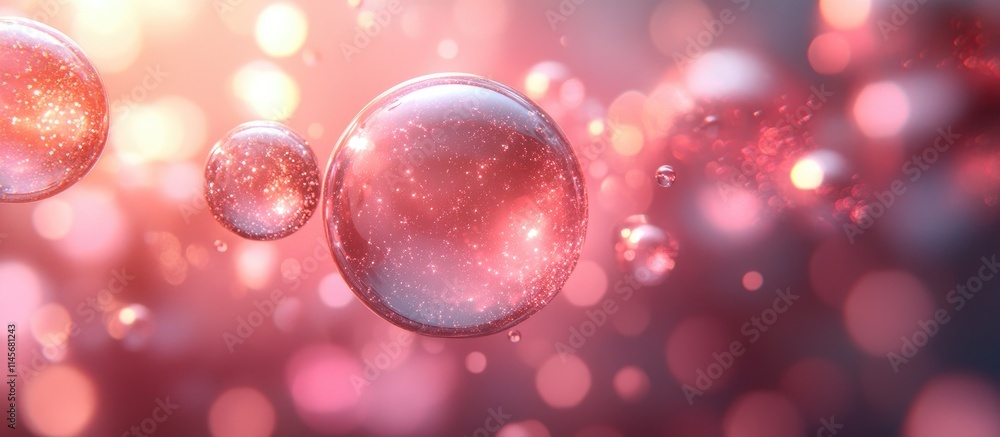 Poster pink bokeh background with shimmering spheres creating a dreamy and elegant atmosphere for design an