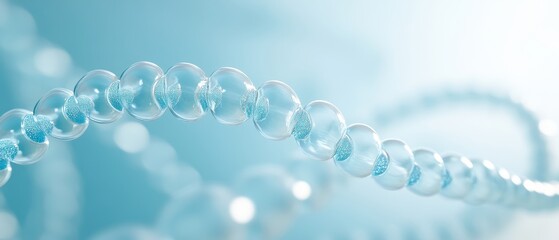 A blue and clear string of beads