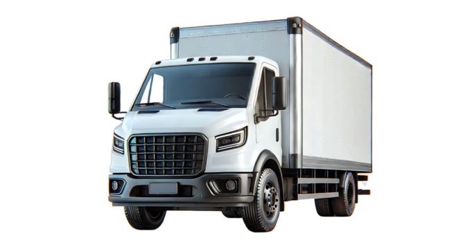 Cargo truck Lorry front view for make mockup isolated on background