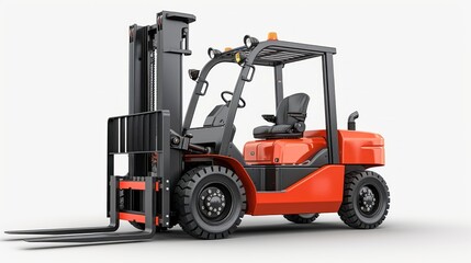 High-resolution forklift illustration isolated on transparent background for industrial and warehouse logistics design projects, ideal for digital and print use in manufacturing and heavy machinery.