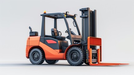 High-resolution forklift illustration isolated on transparent background for industrial and warehouse logistics design projects, ideal for digital and print use in manufacturing and heavy machinery.