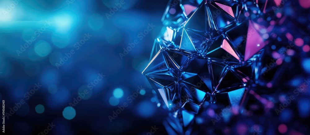 Poster abstract geometric polyhedron structure in vibrant colors showcasing modern architecture design with