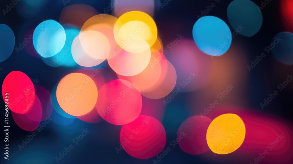 Poster colorful bokeh lights creating a blurred background texture for artistic and abstract design purpose