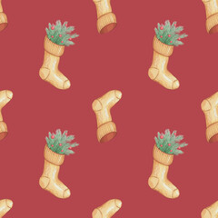 Seamless pattern with Christmas socks