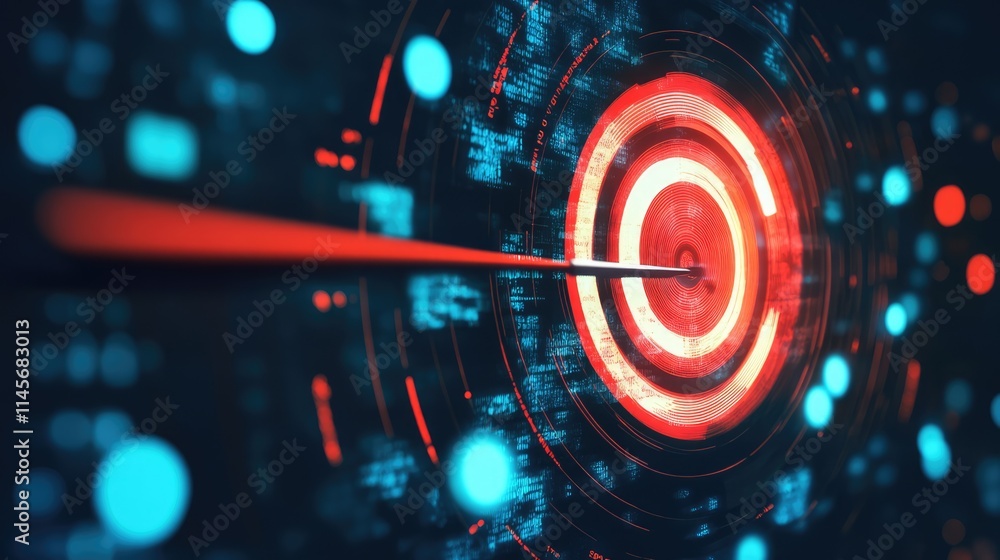Aufkleber digital marketing targeting concept futuristic visualization of interactive advertising and precisio