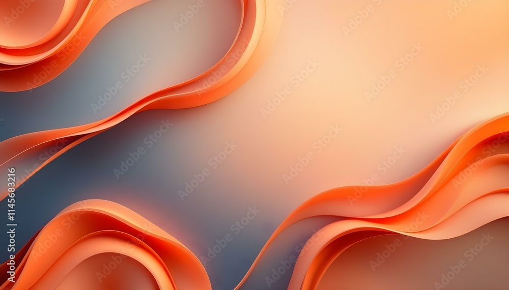 Fototapete an abstract image of purple and orange waves on a black background. energetic, fluid shapes blend in