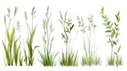 Diverse collection of wild grass species with sharp leaves showcasing agricultural and ecological significance in natural landscapes