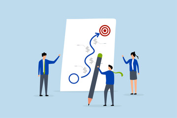 Strategic planning, business team planning for success tactic chart.