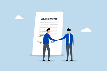 Obraz premium Business deal, Business partners shaking hands after finalizing the business contract agreement. 