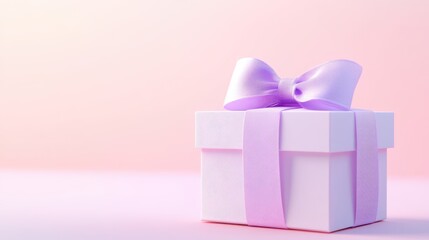 Obraz premium A white box with a purple bow on top of it