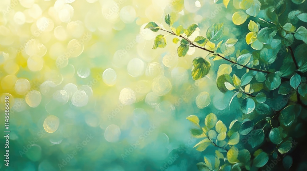 Aufkleber soft focus greenery with bokeh effect creating a serene natural atmosphere ideal for backgrounds and