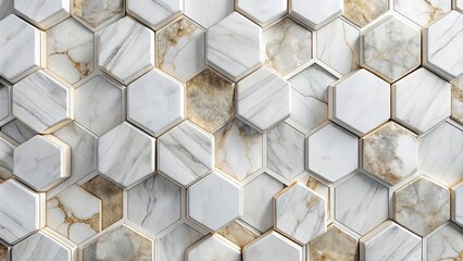 Marble Hexagon Tiles, White Hexagon Floor, Geometric Marble Texture, Luxury Bathroom Design, Modern Hexagon Tile Pattern