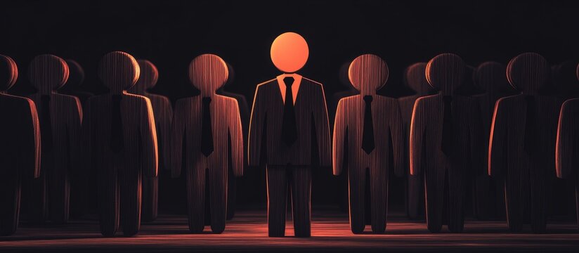 Human resources technology and recruitment management innovation in a digital professional environment with abstract figures in dark setting