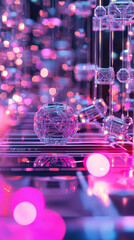 Nanoscale 3D Printing Factory, Nano-Structures, Magenta, Royal Purple, Ultra-Wide Lens