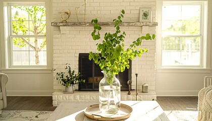 dining room interior with flowers