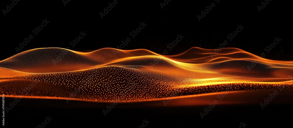 Poster warm illuminated orange waves creating an abstract design showcasing texture and color interplay aga