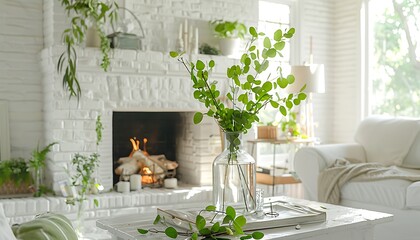 living room with flowers and chairs