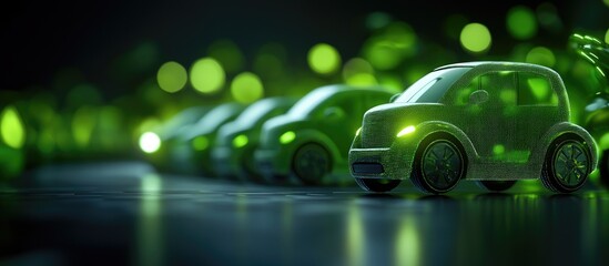 Sales growth of new energy vehicles symbolizing energy transition in the automotive industry with futuristic green car models