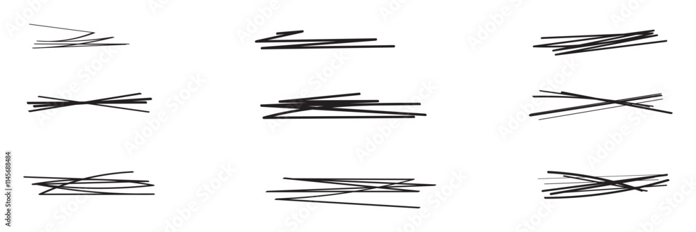Poster swift crossed and wavy underlines. underline markers collection. vector illustration of scribble lin
