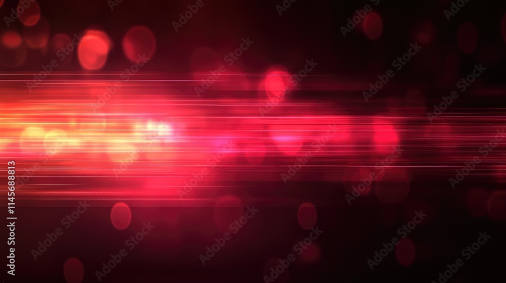 Poster abstract colorful light streaks background with bokeh effect in red and pink tones suitable for digi