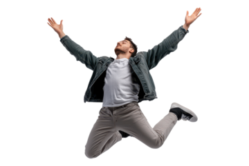 PNG man jumping in excitement