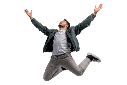 PNG man jumping in excitement