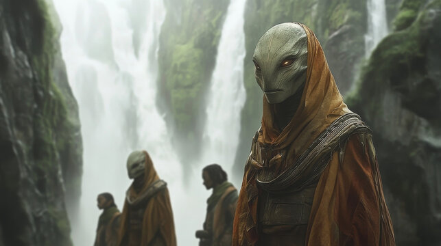 Alien Envoys Waterfall Harmony Intergalactic Delegates Culture