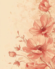Romantic Peach Floral Background: Vintage Wedding Invitation Design