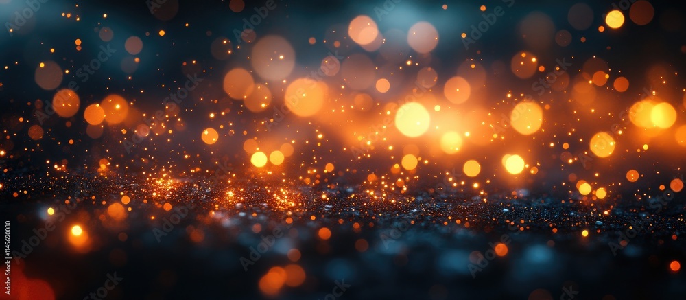 Poster bokeh effect of nighttime lights creating an ethereal atmosphere with vibrant shapes and soft glows