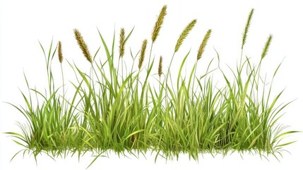 Obraz premium Lush green reeds with sharp leaves swaying gently in the breeze on agricultural land symbolizing nature's resilience and biodiversity