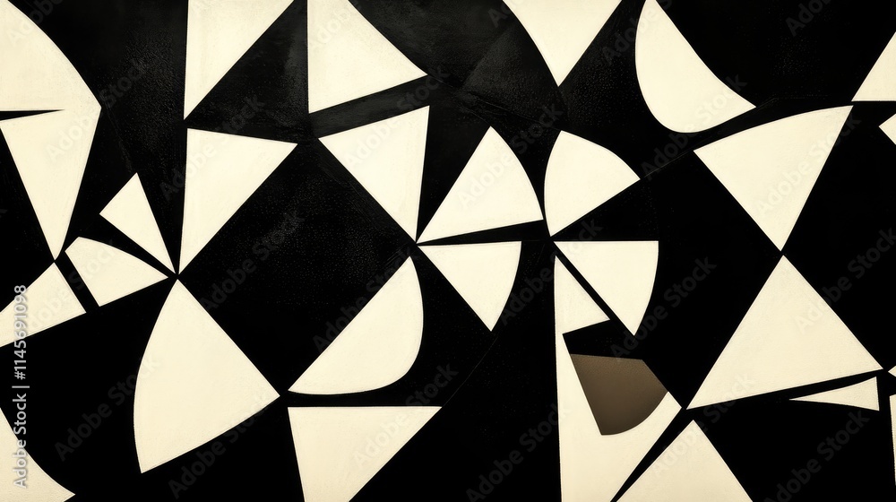 Aufkleber abstract geometric pattern featuring black and white shapes creating a modern artistic design suitab