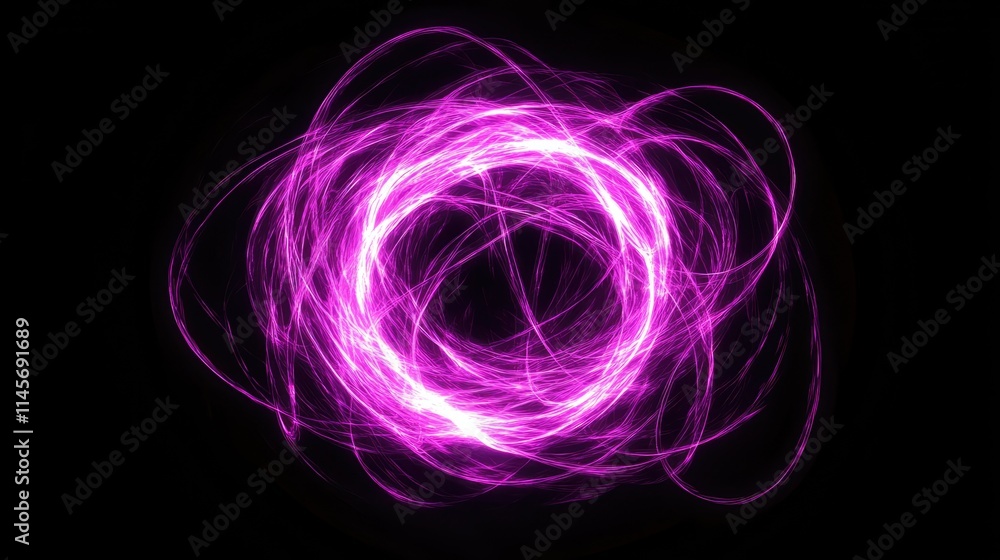 Poster purplish glowing swirl of bright light lines creating an abstract design effect for modern digital a