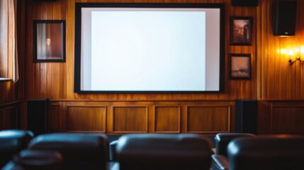 Elegant Home Theater Room with Large Screen and Plush Seating