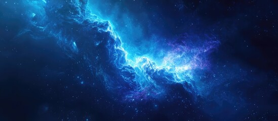 Obraz premium vibrant cosmic nebula with luminous hues of blue and purple in a starry nighttime sky