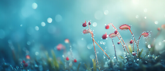 Sundew Plant Macro Photography Dewdrops Misty