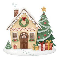 Gingerbread house collection in flat design