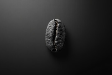 Naklejka premium single coffee bean displayed on matte black surface under direct light
