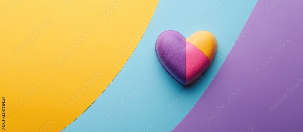 Poster colorful heart symbol on a vibrant abstract background with empty space for text creative design tem