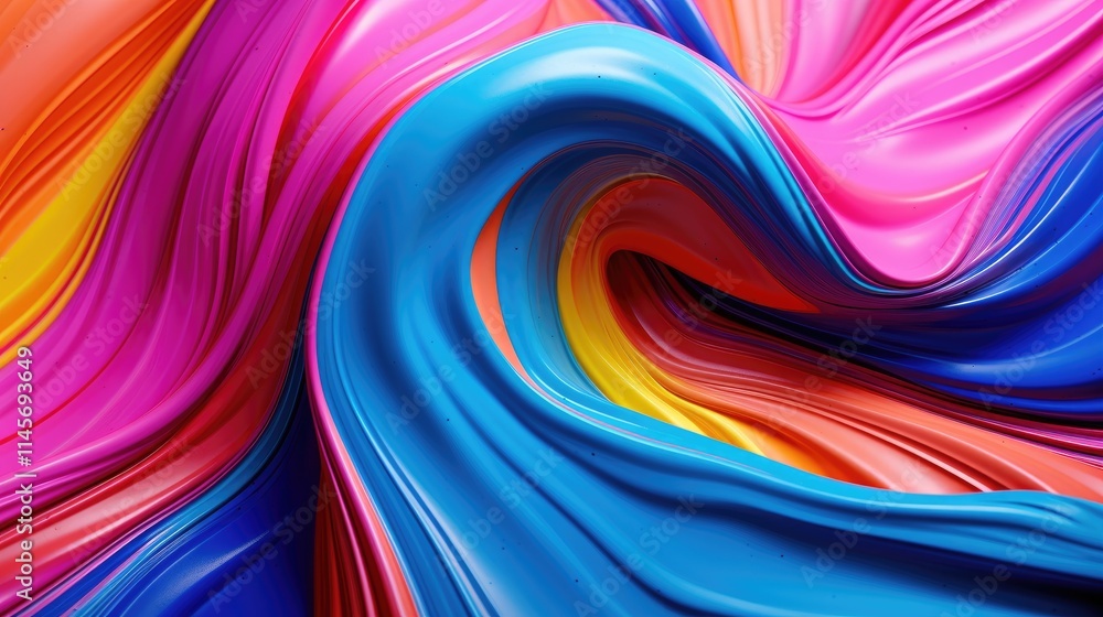 Poster vibrant abstract close-up of swirling multicolored plasticine showcasing smooth texture and dynamic 