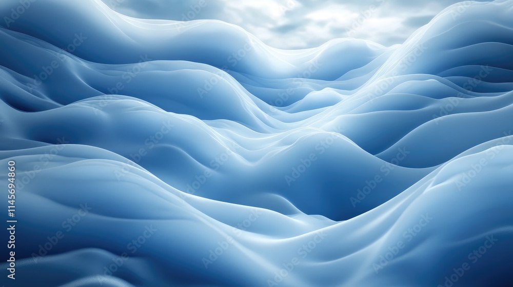 Poster abstract blue wave texture with soft clouds creating a dreamy, serene backdrop for designs and artis