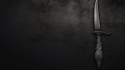 Elegant knife blade menu background design with dark textured backdrop for culinary or restaurant-themed graphics.